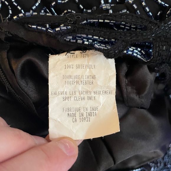 SCALA Vintage Silk Sequin Beaded Evening Gown - Picture 9 of 10